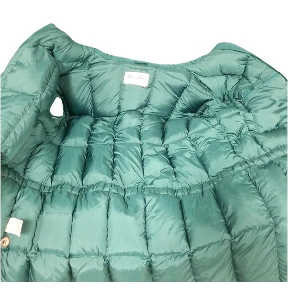 Eddie Bauer Vtg Green Goose Down Puffer Parka Coat w Wool Fur Lined Hood - Picture 4 of 6